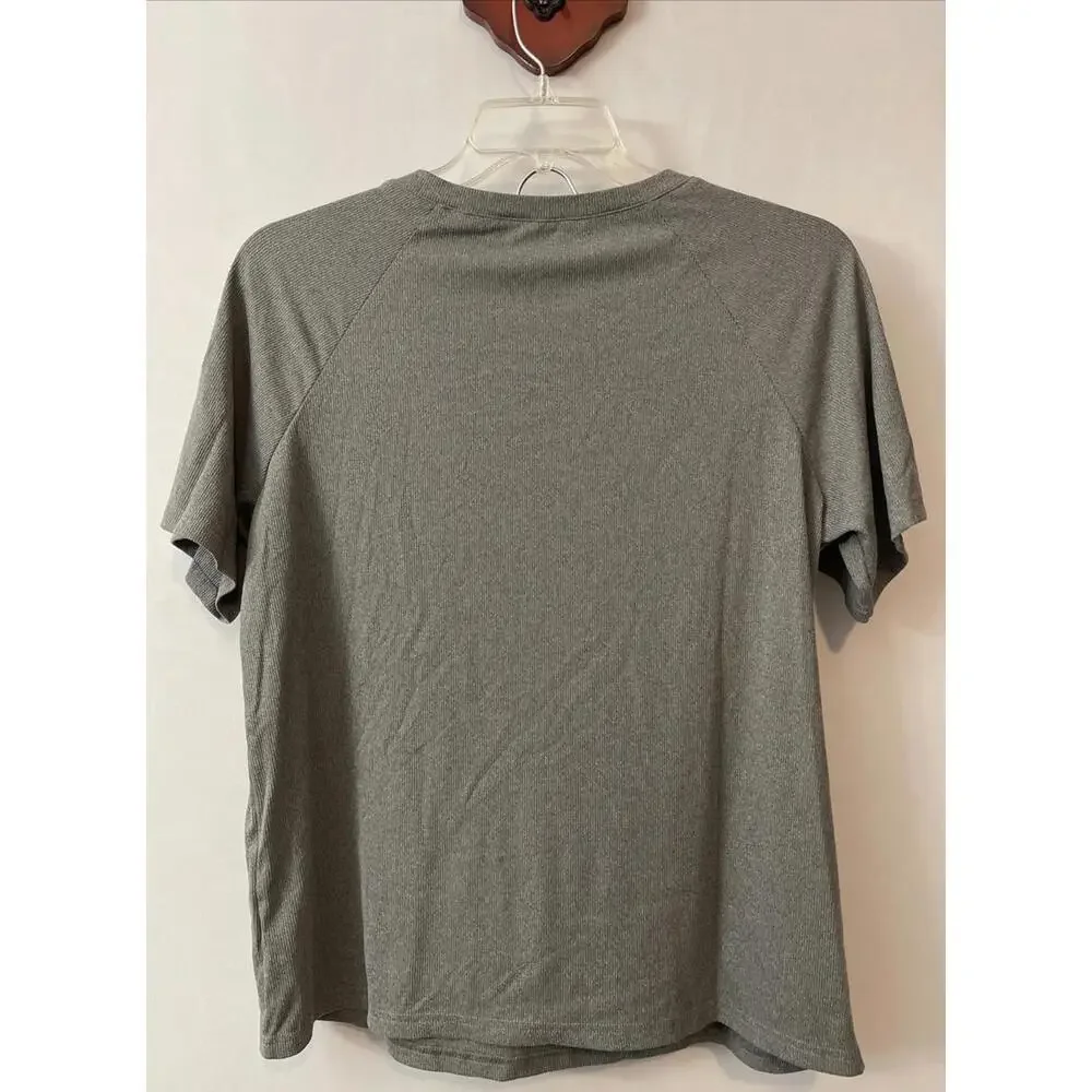 Womens Large Gray Ribbed Shirt & Shorts Comfy Pull-On Stretchy Lounge Set! A3037 - Picture 4 of 9